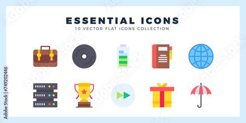 10 Essential Flat icon pack. vector illustration. photo