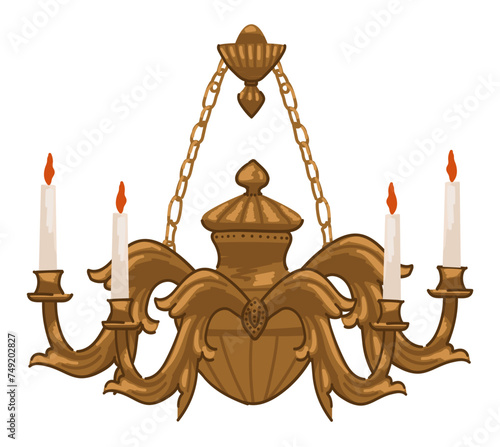 Vintage chandelier with candles and ornaments