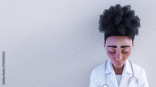 3d sad female doctor with stethoscope