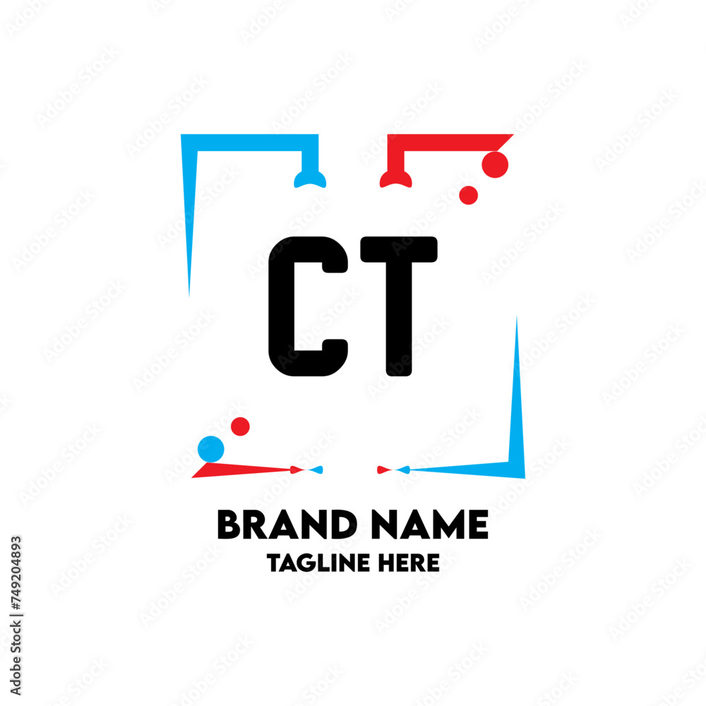 CT Square Framed Letter Logo Design Vector CT Square Framed Letter Logo Design Vector