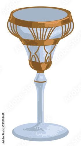 Crystal or metal goblet with ornaments vintage cup