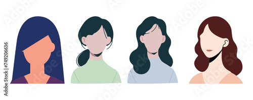 Set of women icons, world's International Women's Day Illustration, Different Females Editable Vector