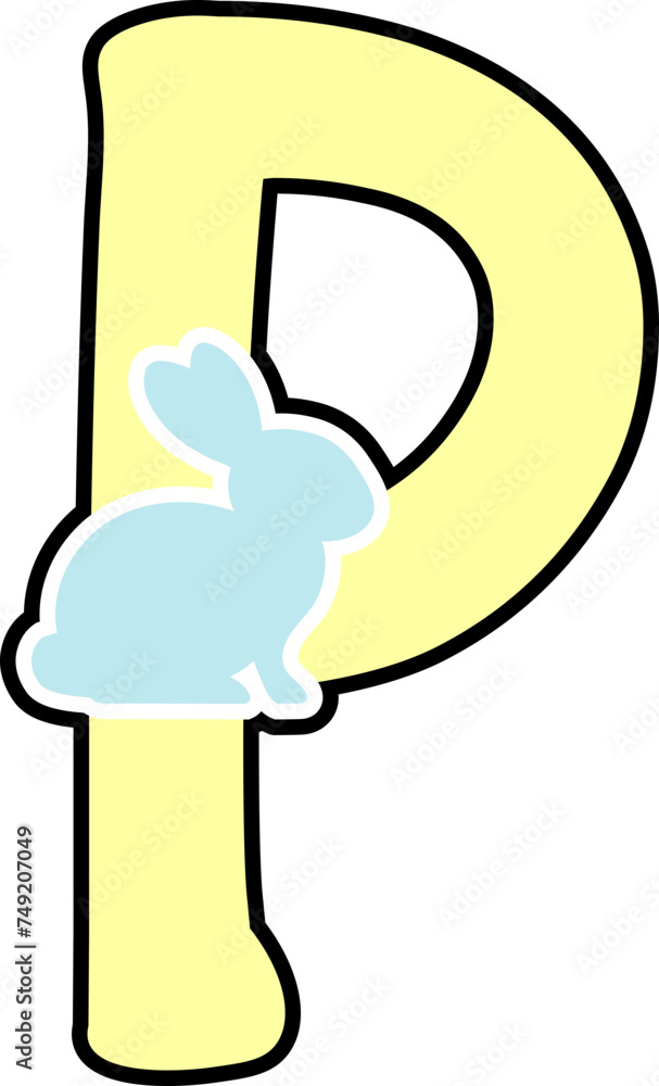 Easter Rabbit Typography: Letter P Alphabet