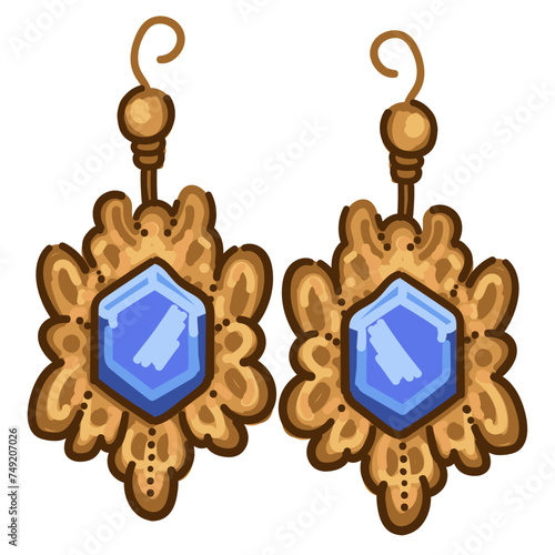 Vintage earrings with gemstone, gold jewelry set