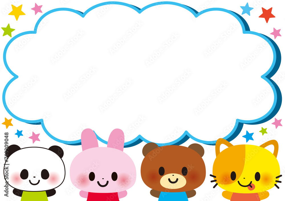 Naklejka premium フレーム,動物,誕生日,子供,パーティー,虹,かわいい,幼稚園,保育園,保育,クリスマス,イラスト,春,入園式,どうぶつ,おめでとう,園児,ウサギ,ネコ,ハッピーバースデー,ねずみ,楽しい,音楽,音符,卒園式,キャラクター,パンダ,イベント,クマ,星,卒業式,入学式,友達,可愛い,ともだち,仲良し,保育士,児童,嬉しい,なかよし,幼児,メッセージ,看板,お知らせ,枠,猫,犬,ネズミ,笑顔