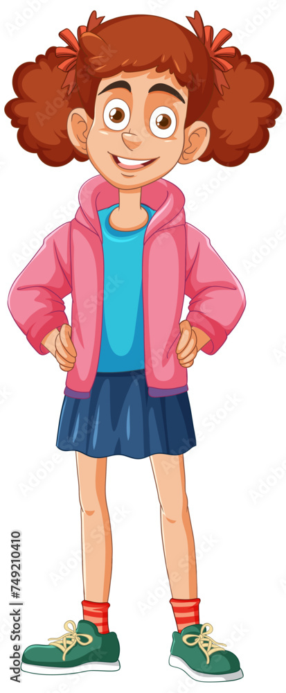 Vector illustration of a smiling young girl standing. Vector illustration of a smiling young girl standing.