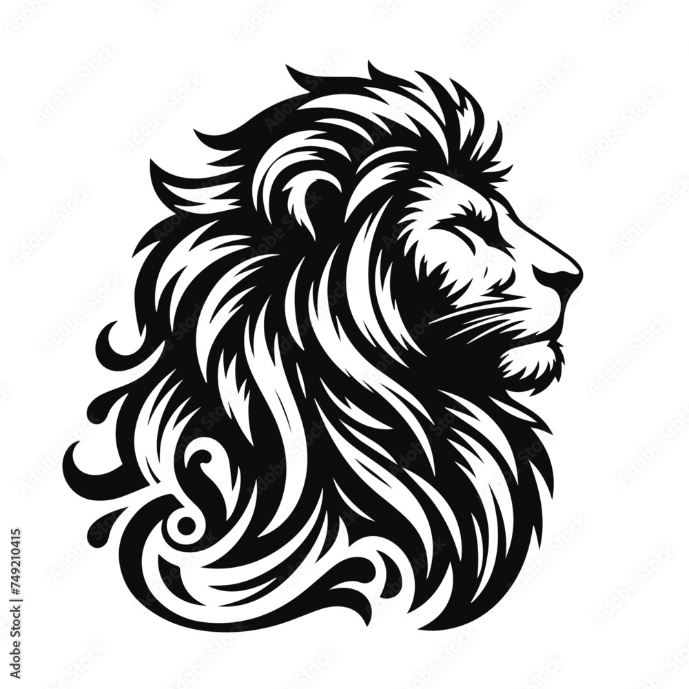 lion head tattoo Vector logotype silhouette 