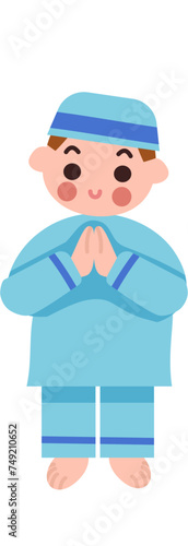 Muslim boy wearing baju koko