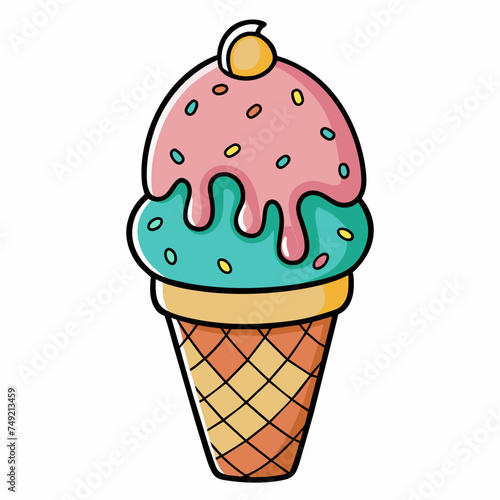 icecream, handrawrn vector on white background