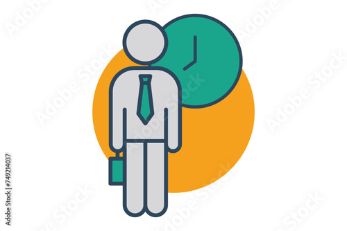 flexible work icon. people with clock. Ideal for showcasing flexible employment opportunities and modern work environments. flat line icon style. element illustration