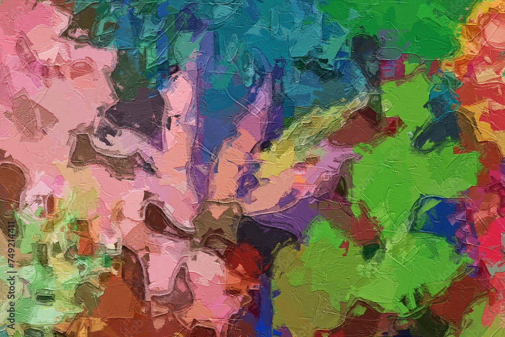 Naklejka premium Oil paintings and various floral landscapes, birds and zebras are beautiful