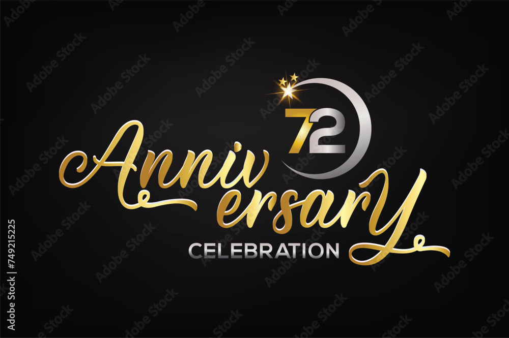 Star element gold color mixed luxury 72th anniversary invitation celebration
