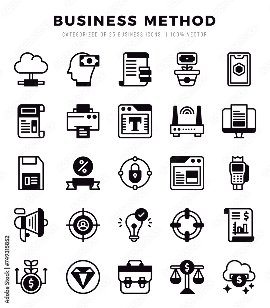 Business Method Icons bundle. Lineal Filled style Icons. Vector illustration. Business Method Icons bundle. Lineal Filled style Icons. Vector illustration.