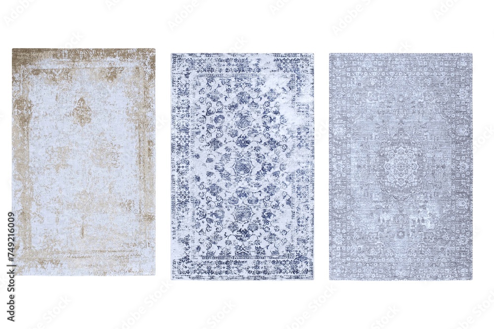 Fototapeta premium decorative rug for the interior isolated on white background, home decor, 3D illustration, cg render