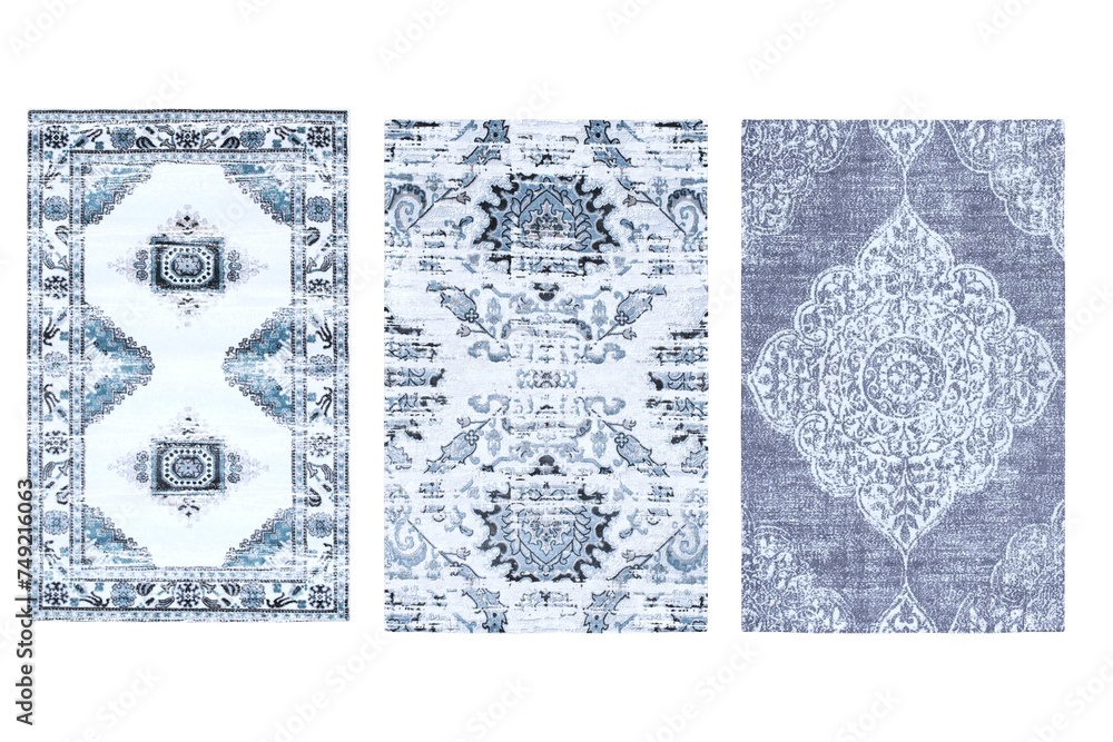 decorative rug for the interior isolated on white background, home decor, 3D illustration, cg render