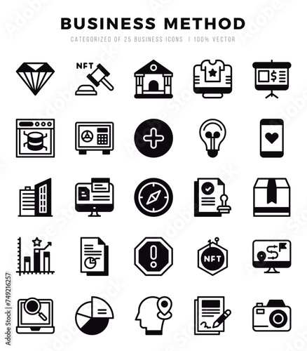 Set of Lineal Filled Business Method Icons. Lineal Filled art icon. Vector illustration