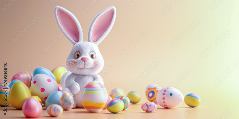AI-GENERATEDHappy Easter Bunny with Colorful Eggs on Pastel Background
AI-GENERATEDHappy Easter Bunny with Colorful Eggs on Pastel Background