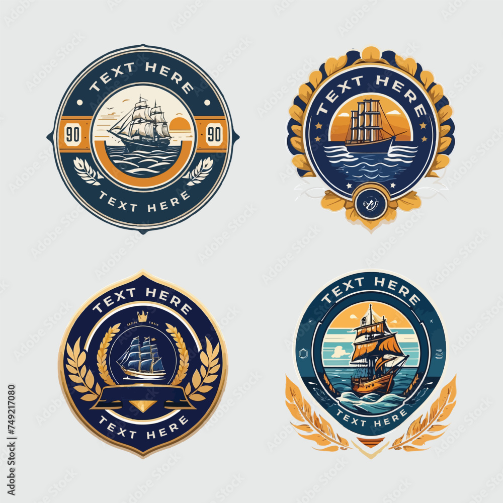 Naklejka premium Marine logo design, for UI, poster, banner, social media post, branding