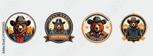 Cowboy bear logo design, for UI, poster, banner, social media post, branding