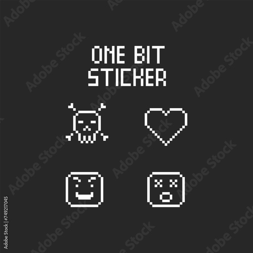 this is emoticon icon in pixel art with white color and black background ,this item good for presentations,stickers, icons, t shirt design,game asset,logo and your project. photo