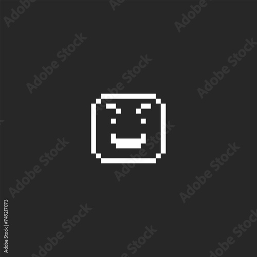 this is emoticon icon in pixel art with white color and black background ,this item good for presentations,stickers, icons, t shirt design,game asset,logo and your project.