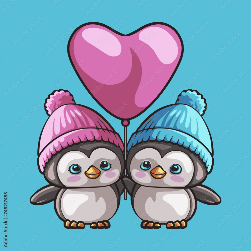 Fototapeta premium Penguin Love mascot great illustration for your branding business