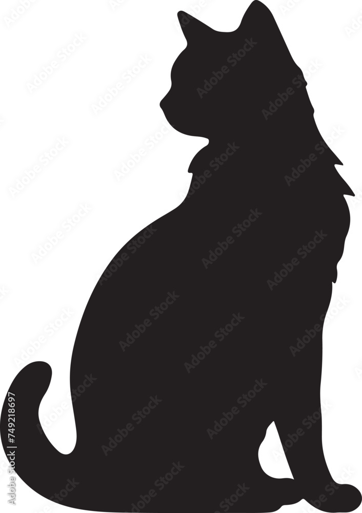 Cat Silhouette Illustration Vector White Background