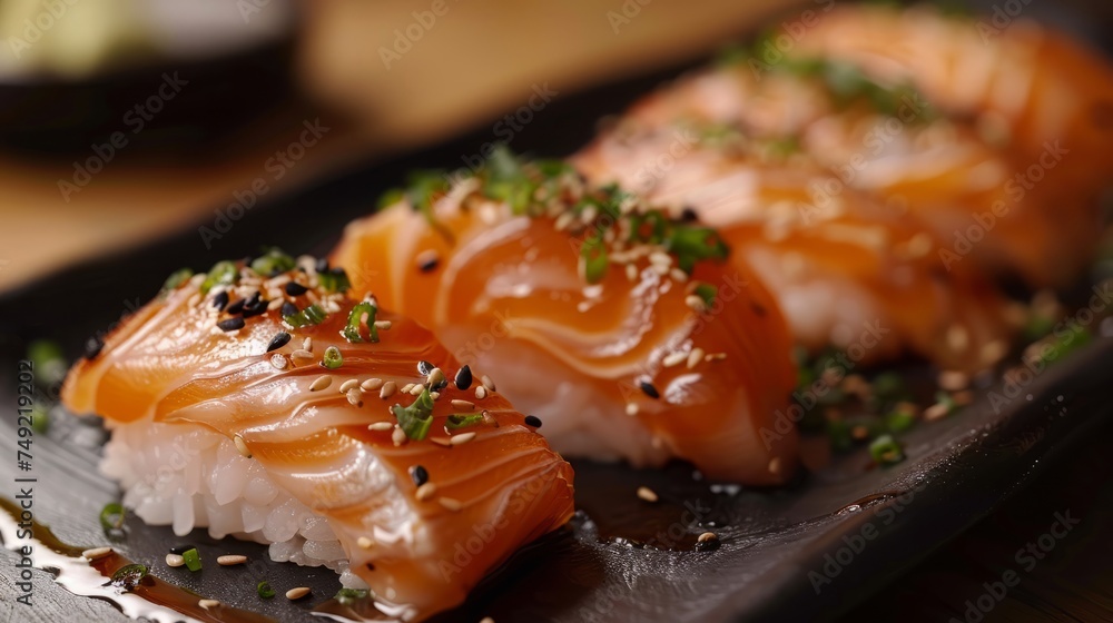 Japanese seafood sushi set. meticulously arranged with Japanese authenticity, featuring traditional presentation. authentic Japanese dining setting, cultural elegance Japanese seafood sushi set. meticulously arranged with Japanese authenticity, featuring traditional presentation. authentic Japanese dining setting, cultural elegance