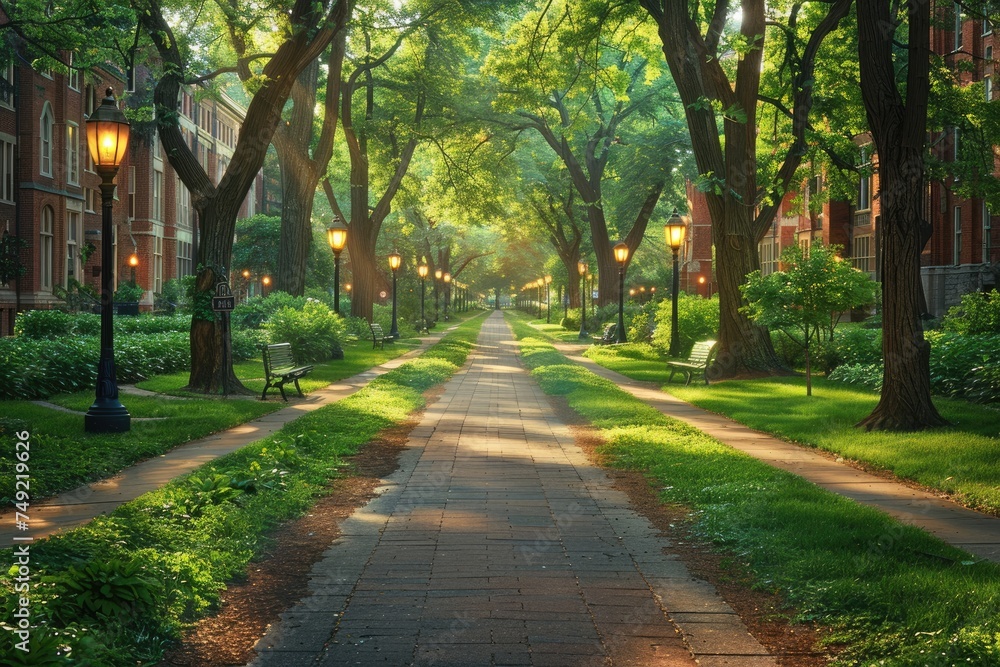 university college campus scenery background