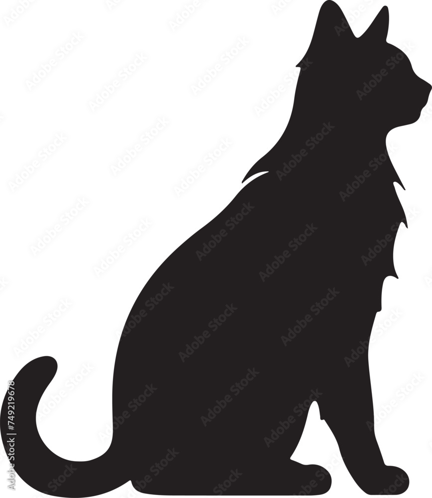 Cat Silhouette Illustration Vector White Background Cat Silhouette Illustration Vector White Background