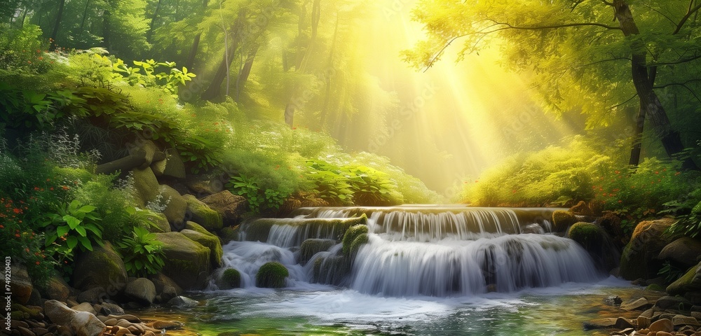 Spring background Stream of water in the forest Spring background Stream of water in the forest