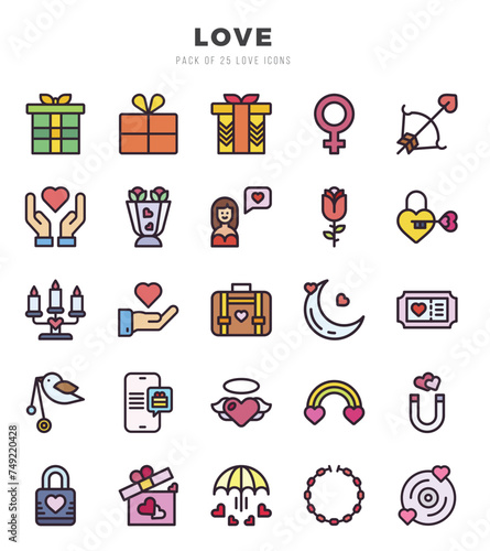 Set of Lineal Color Love Icons. Lineal Color art icon. Vector illustration