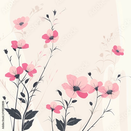 floral background with pink flowers. floral card template © Sabina Gahramanova