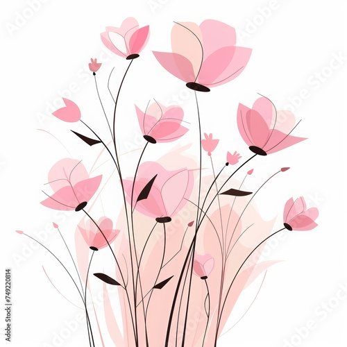 floral background with pink flowers. floral card template