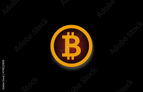 Bitcoin logo with black background. online network digital money currency