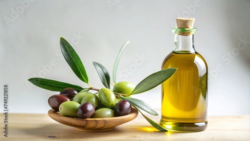 bottle of oil with olives.