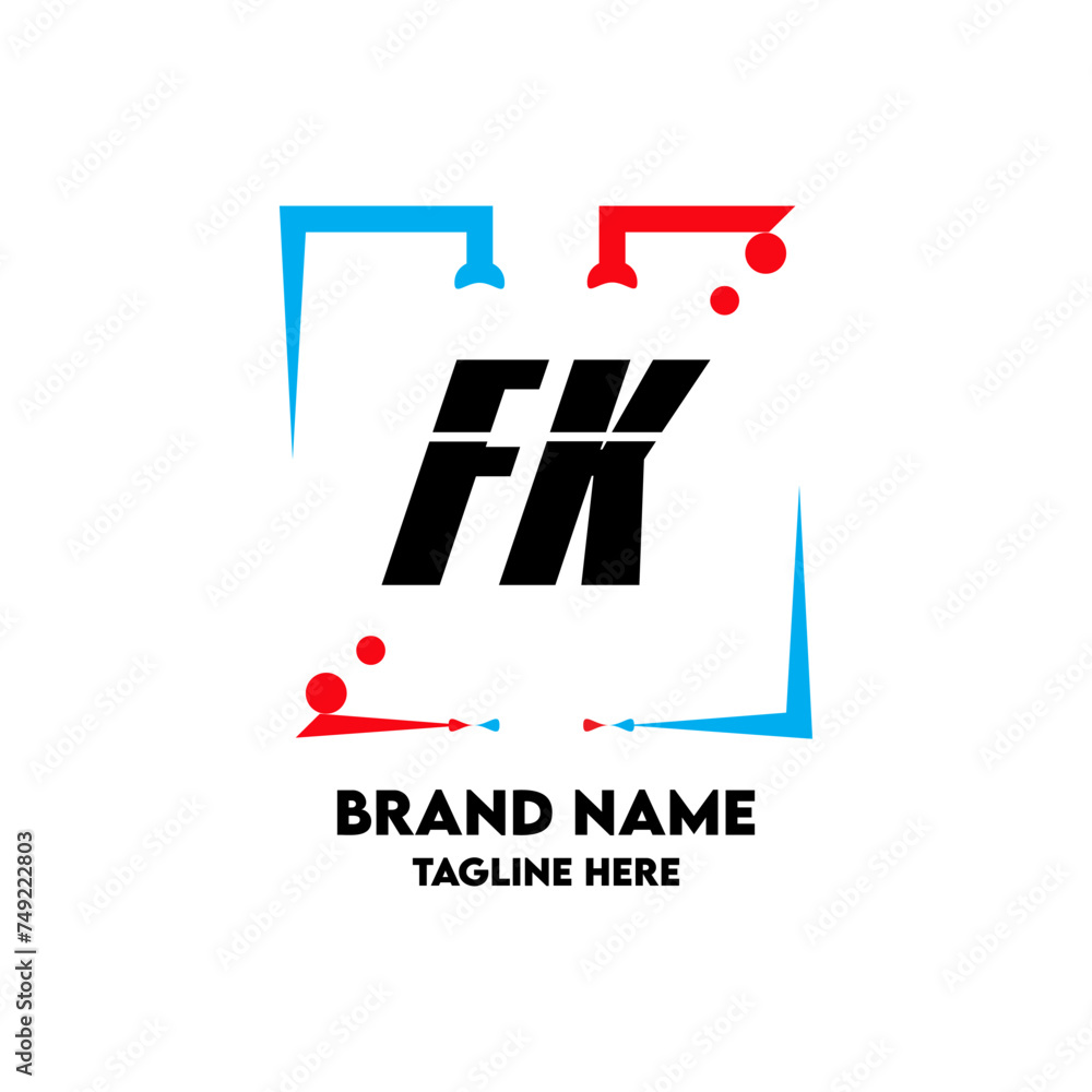 Obraz premium FK Square Framed Letter Logo Design Vector