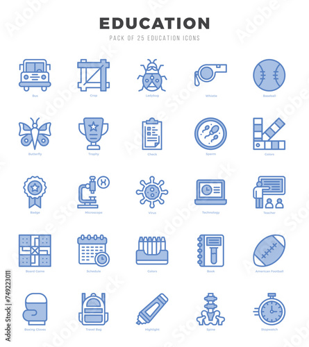 Set of Two Color Education Icons. Two Color art icon. Vector illustration