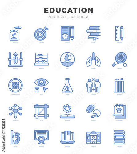 Set of Education Icons. Simple line art style icons pack.