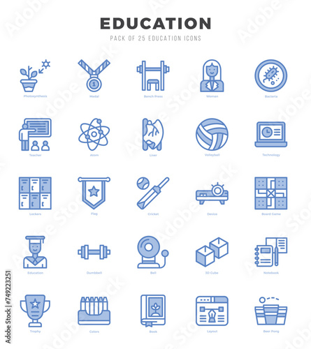 Set of Education Icons Two Color icons collection.