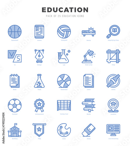 Collection of Education 25 Two Color Icons Pack.