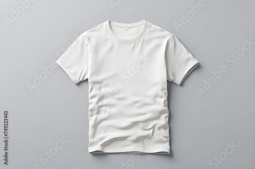 White t-shirt mockup top view white background. 3d render