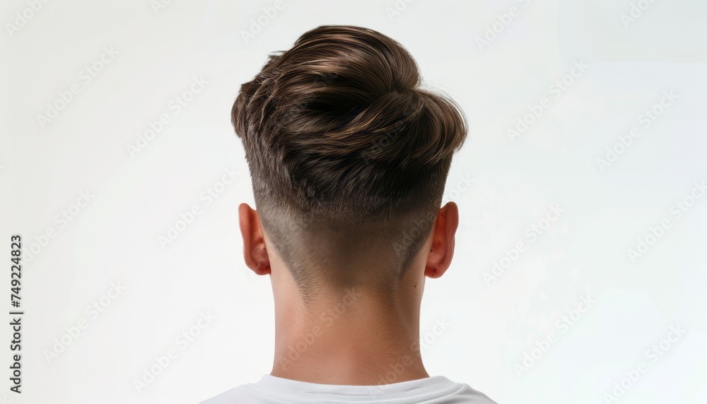 Man With Short Haircut and Top Knot Undercut