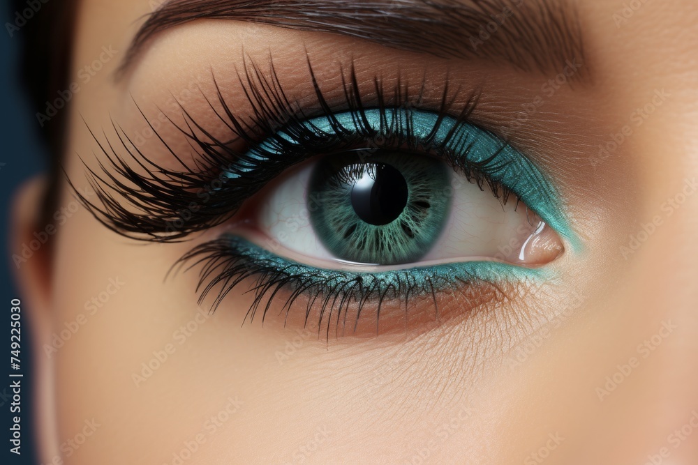 Close-up of womans eye pupil, human vision concept, detailed view of female iris Close-up of womans eye pupil, human vision concept, detailed view of female iris