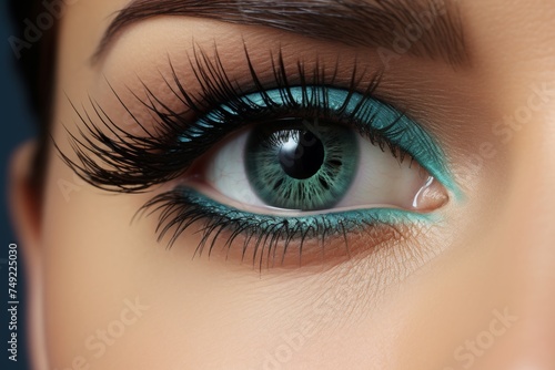 Close-up of womans eye pupil  human vision concept  detailed view of female iris