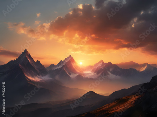  Sunset Over Mountains 