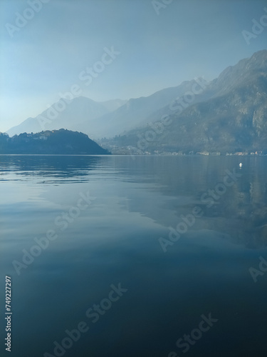 Europe Villages Outdoor : Lecco town in Como lake district. View of Lake Como from Lecco in Italy. northern Italy.