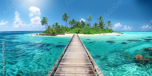 A Pier Extending to Paradise, Inviting You to a Tropical Haven. Made with Generative AI Technology