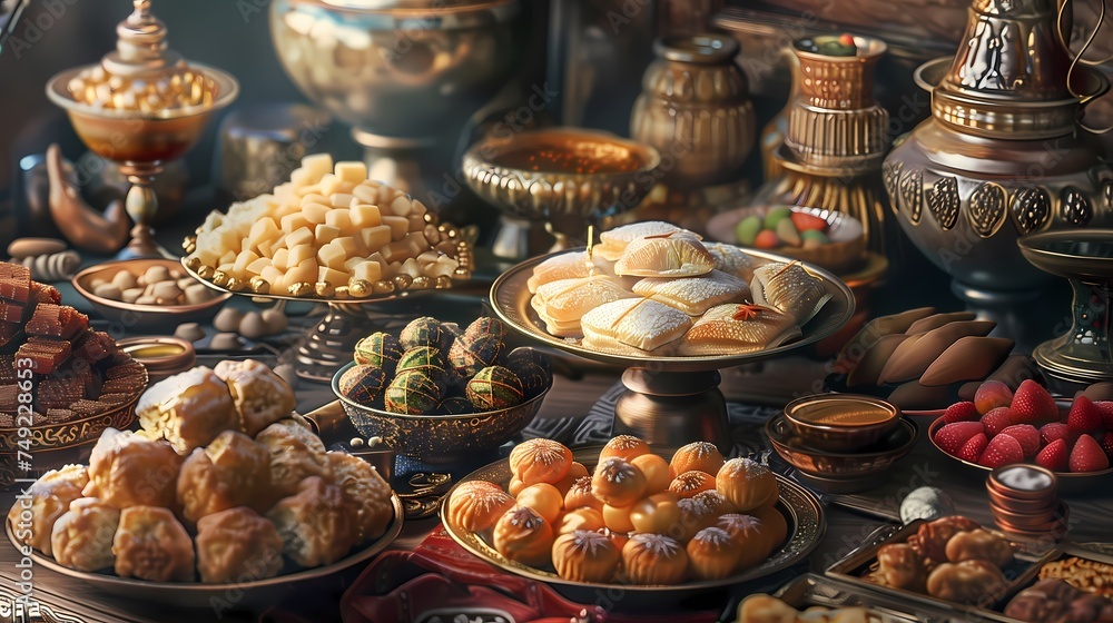 delicious iftar food cultures ramadan concept background