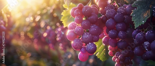 Bunch of Grapes Hanging From Vine